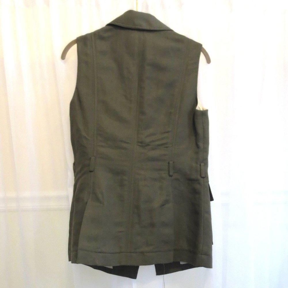Banana Republic Olive Green Linen Safari Vest NWT size 4 - Picture 4 of 7